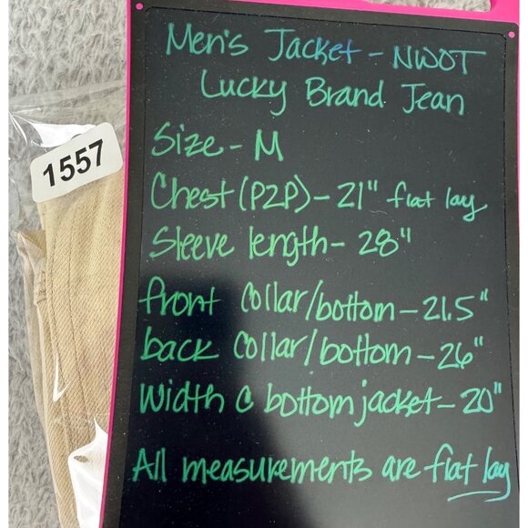 NWOT Lucky Brand Mens M Off-White Denim Industrial Jacket Casual Western *Read - Picture 9 of 12